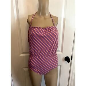 Vintage E. Stewart purple and pink striped swimsuit